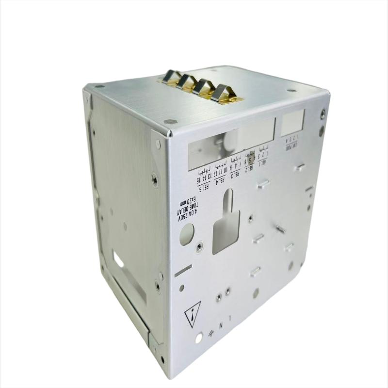Lightweight anodized aluminum power supply enclosures featuring custom heat dissipation vents and EMI shielding for electronics.
